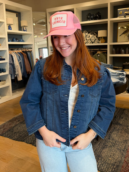 Overthinker Trucker Hat in Soft Pink