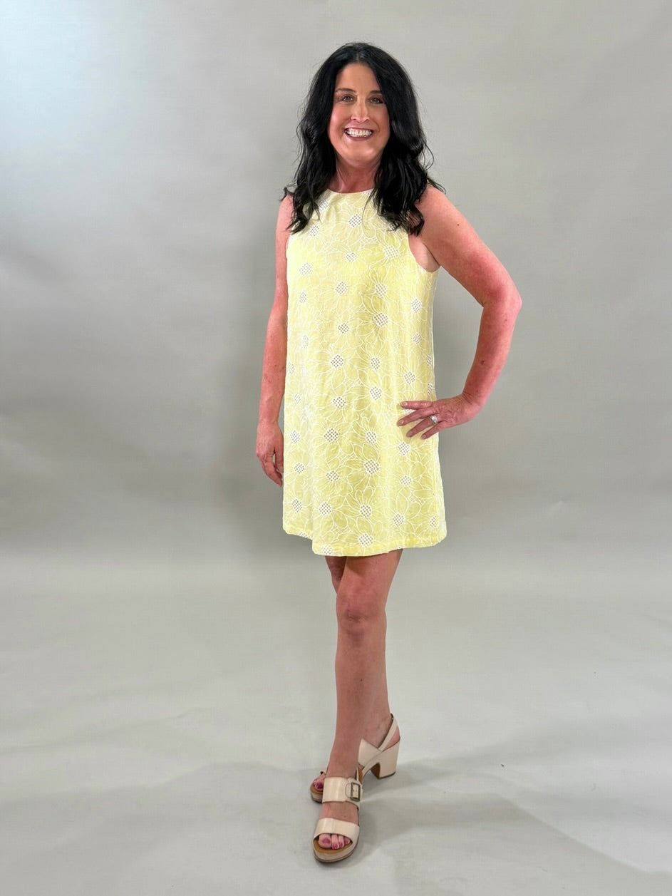 Sunflower Embroidered Mini Dress