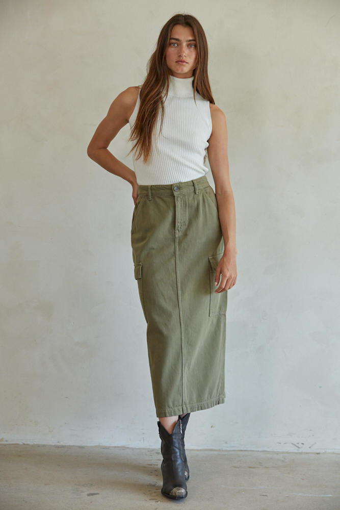Ribbed Sleeveless Turtleneck Top
