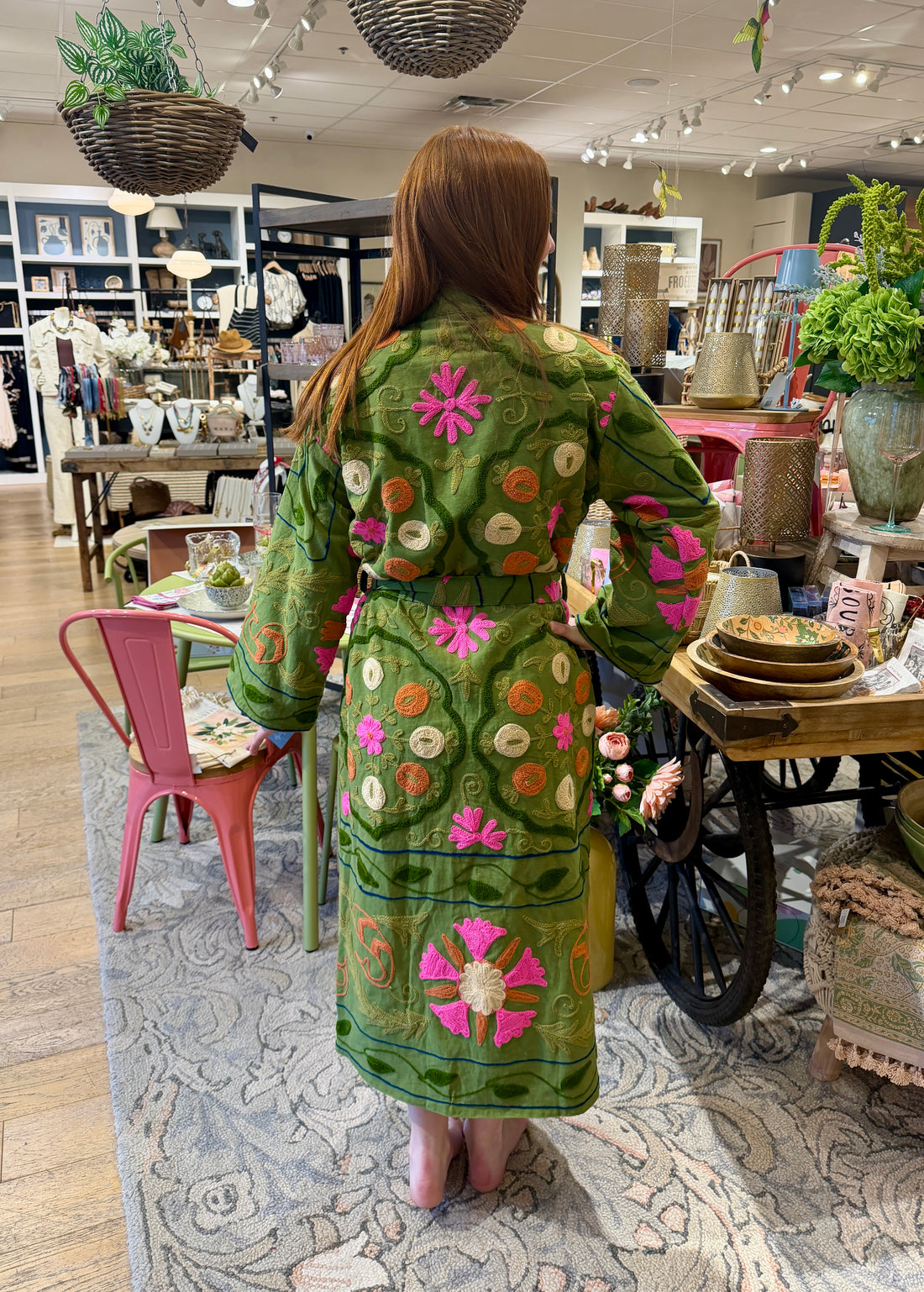 Premium Green Suzani Quilted Kimono | Artisanal Hand-Block Print Robe