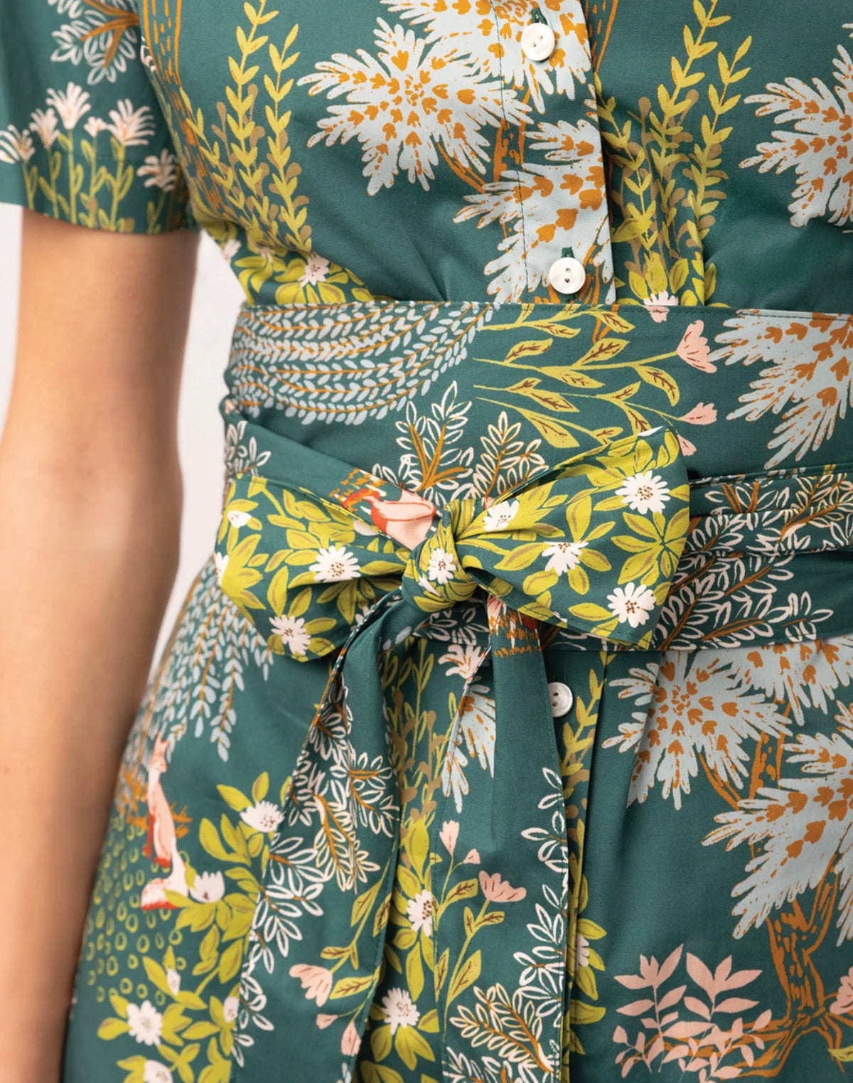 Botanical Belted Shirt Dress