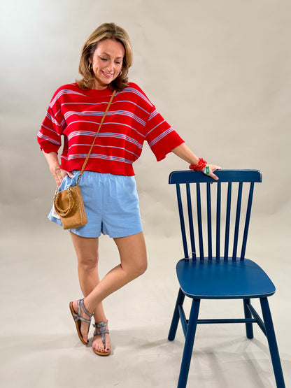 Powder Blue Linen Shorts