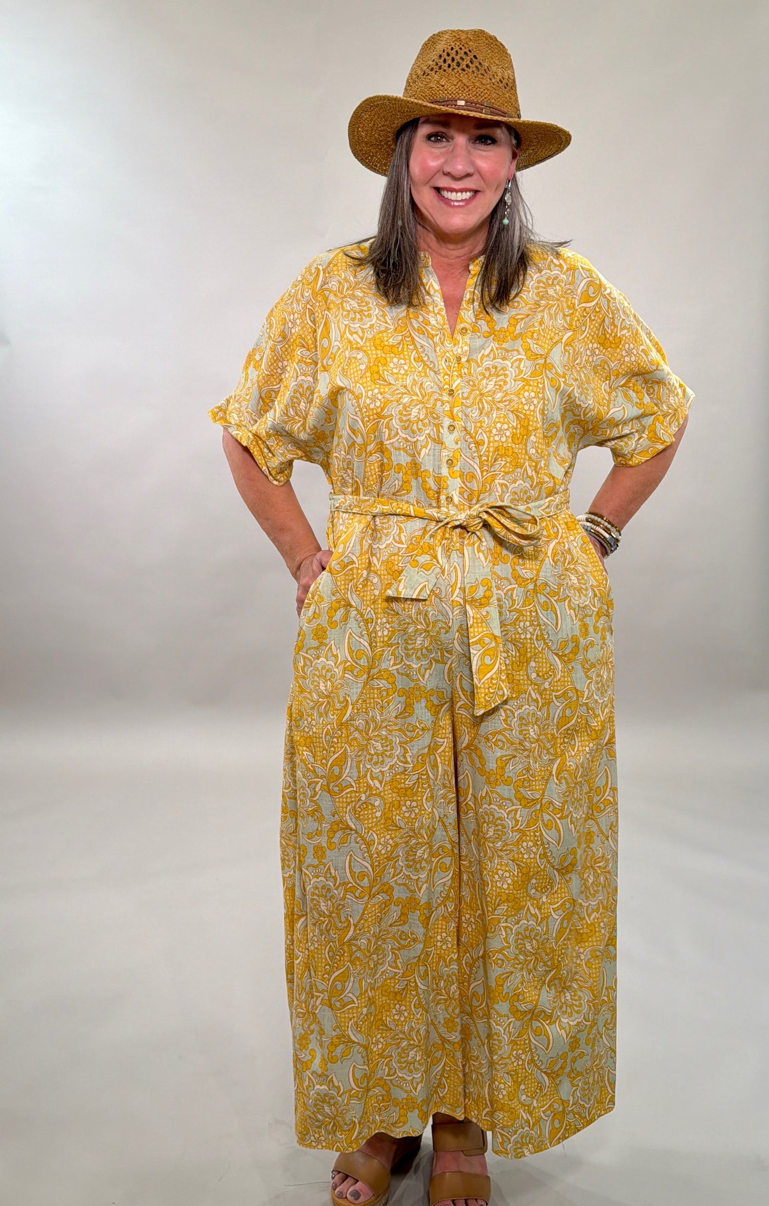 Tuck Sleeve Garden Jumpsuit