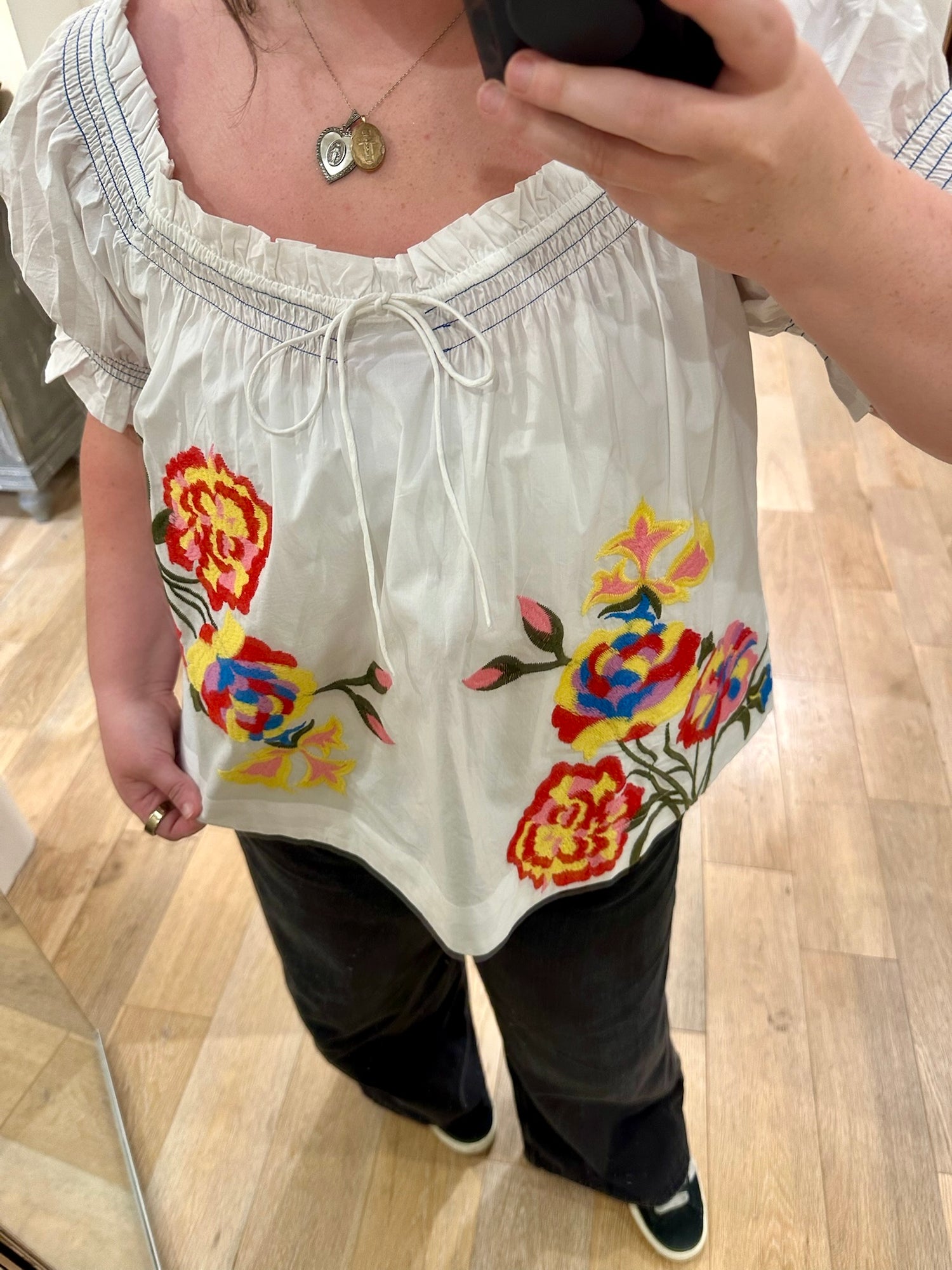 Colorful Bouqet Embroidered Blouse