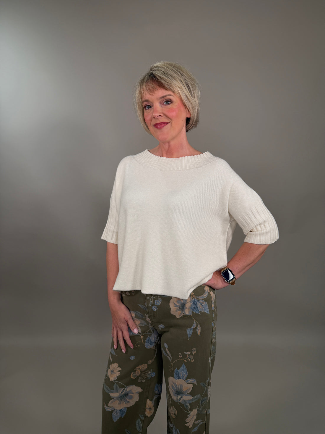 Floral Printed Soft Stretch Twill Pants