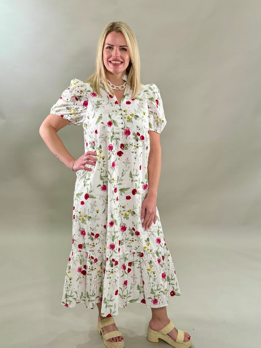 Romantic Eyelet Midi Dress