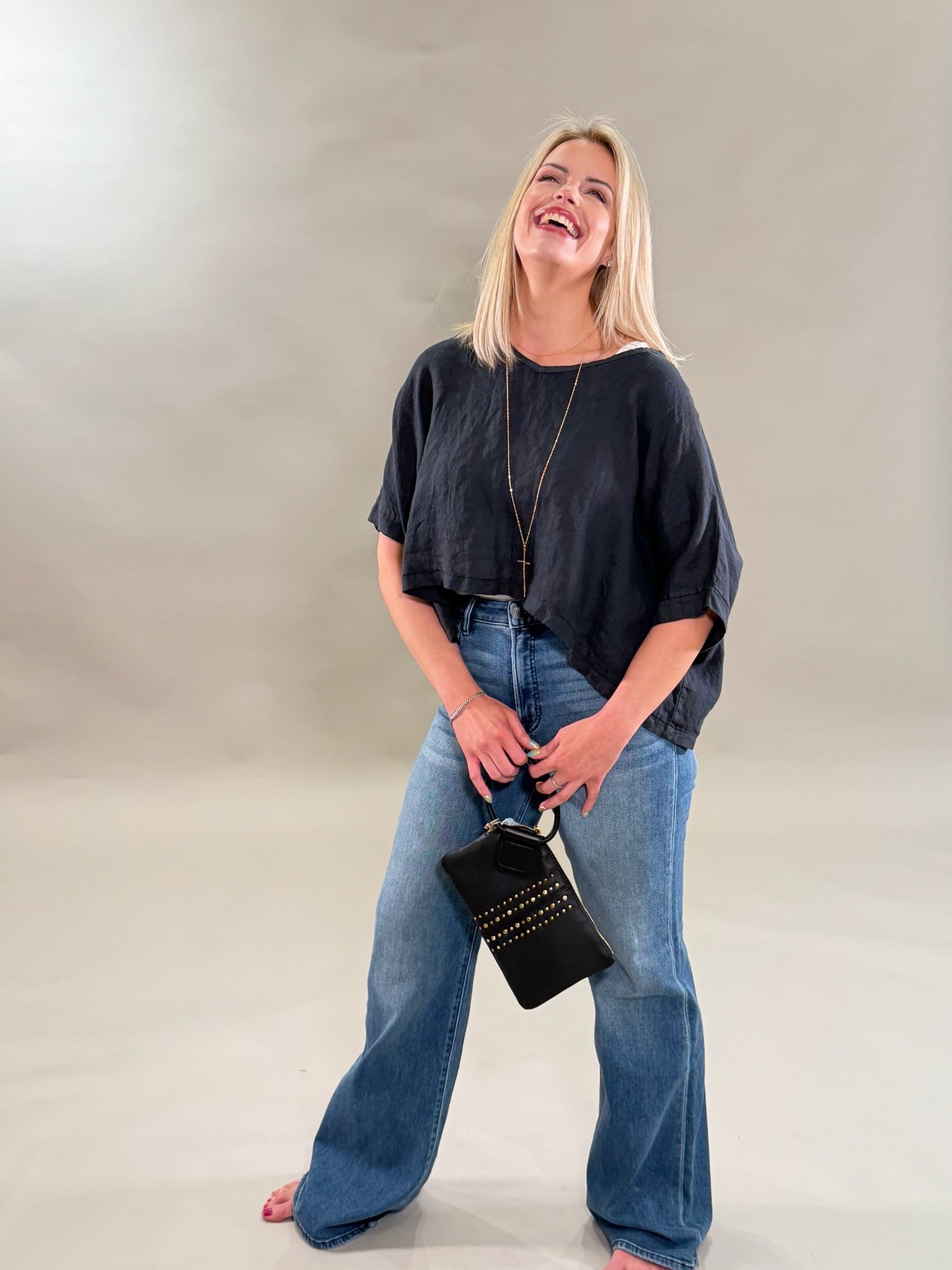Cropped Linen Boxy Tee