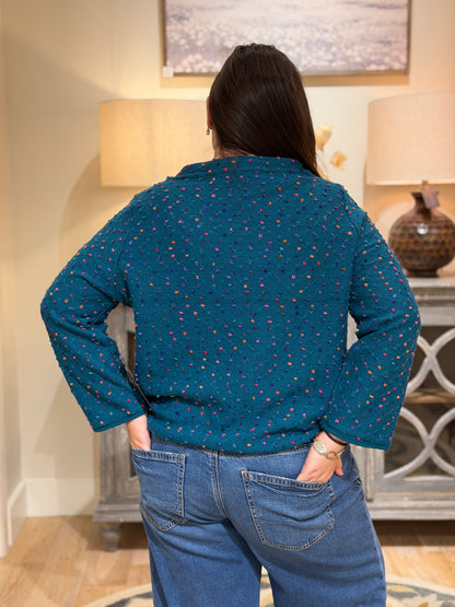 Confetti Dot Funnel Neck Top
