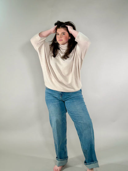 Relaxed Fit Rolled-Neck Lounge Top