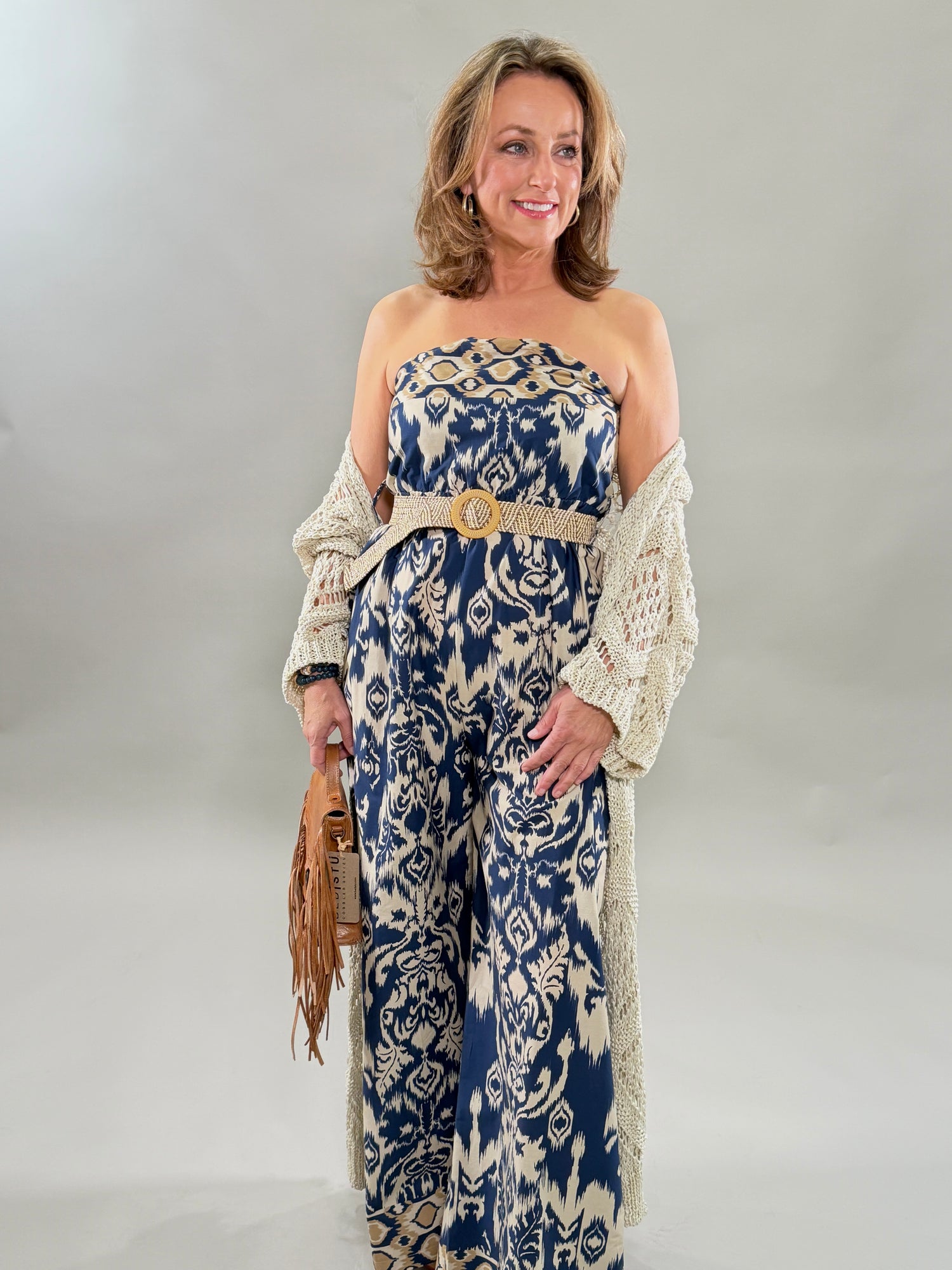 Patterned Wide Leg Jumpsuit