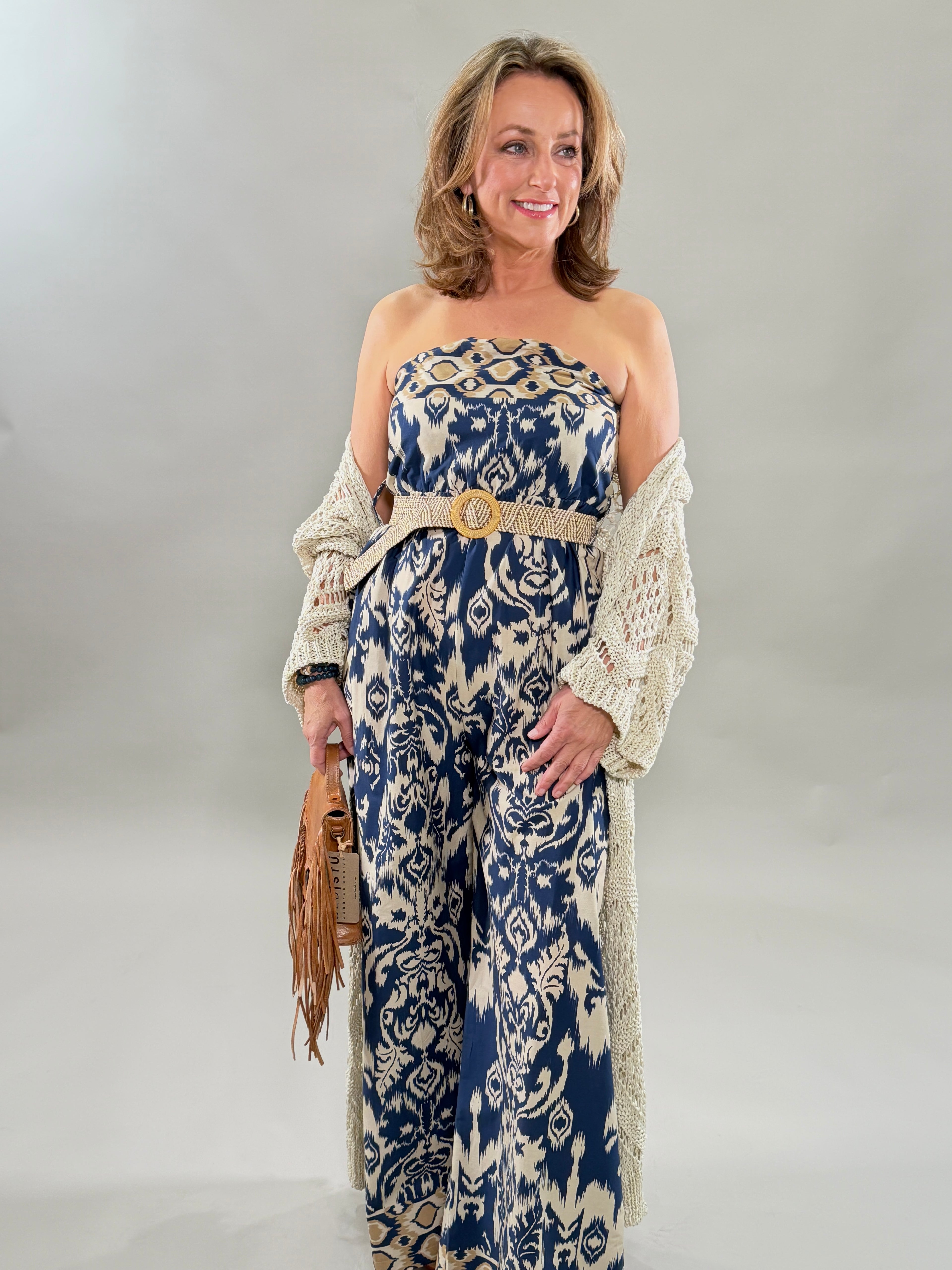 Patterned Wide Leg Jumpsuit
