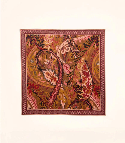 Silk Scarf Tabby Brown Paisley