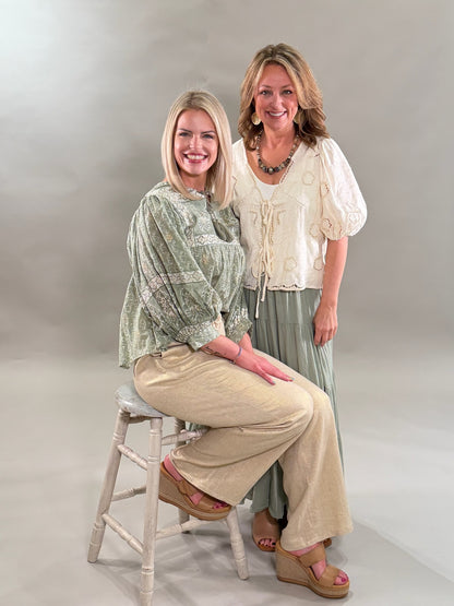 Linen Shimmer Straight Leg Pants