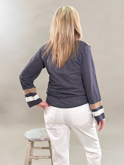 Patriotic Patchwork Star V-Neck Top