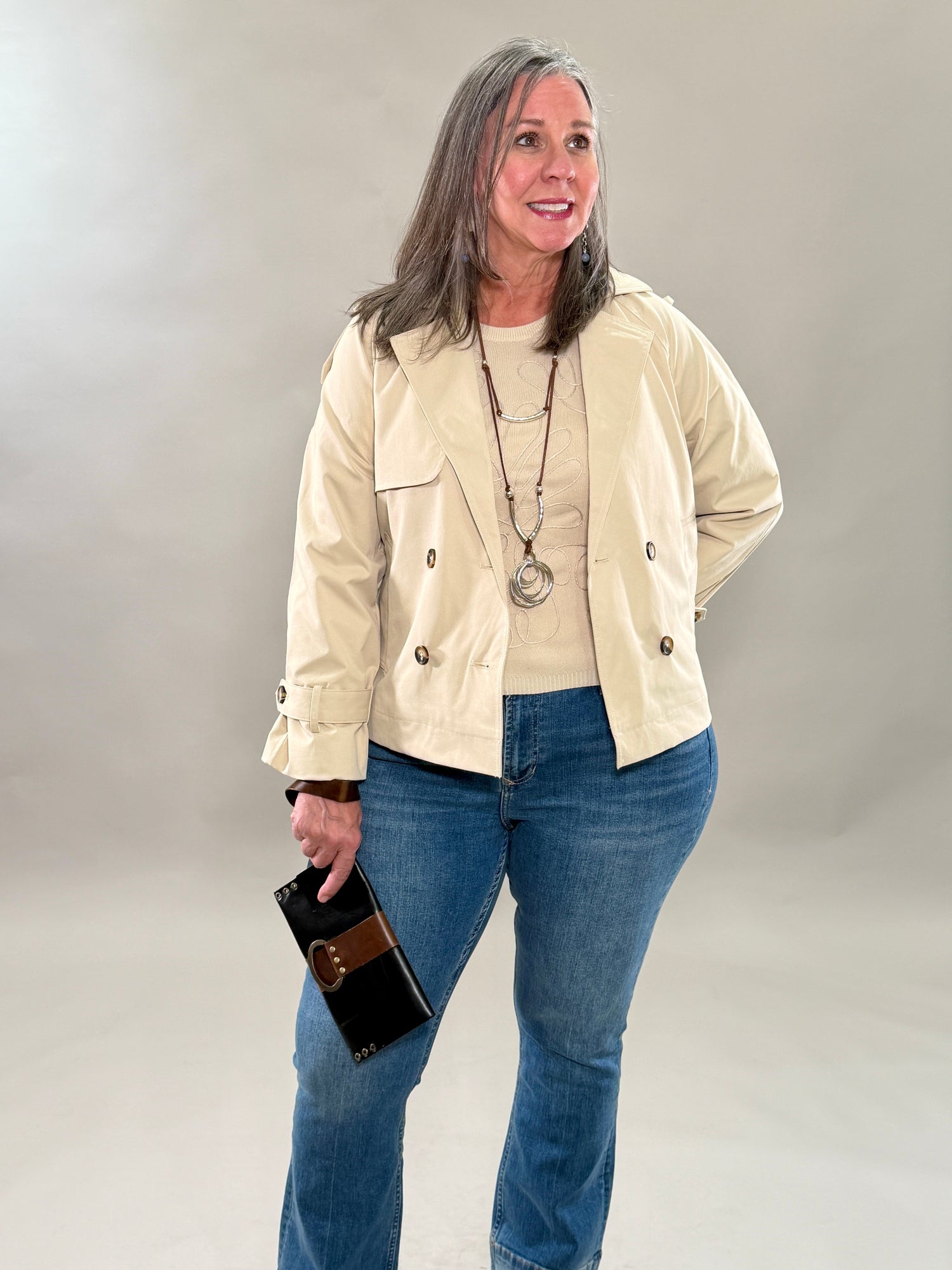 Easy Cropped Trench Coat