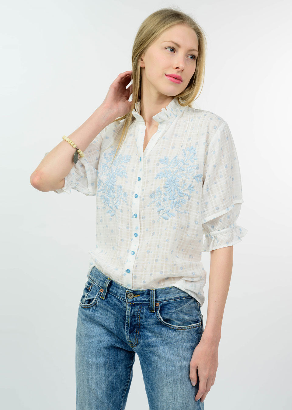 Delicate Floral Embroidered Blouse