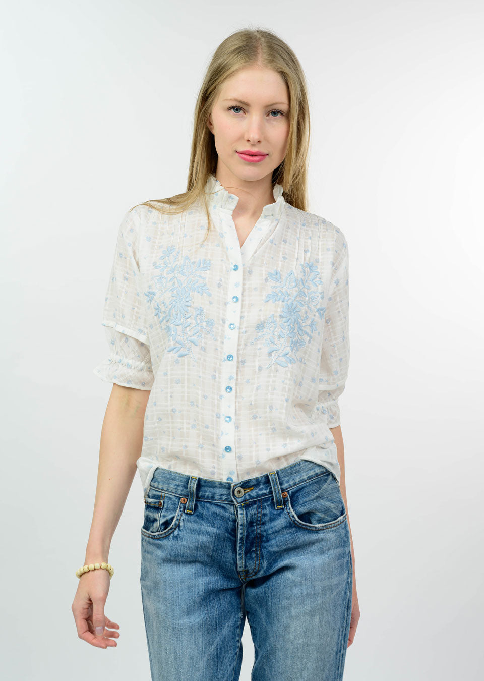 Delicate Floral Embroidered Blouse