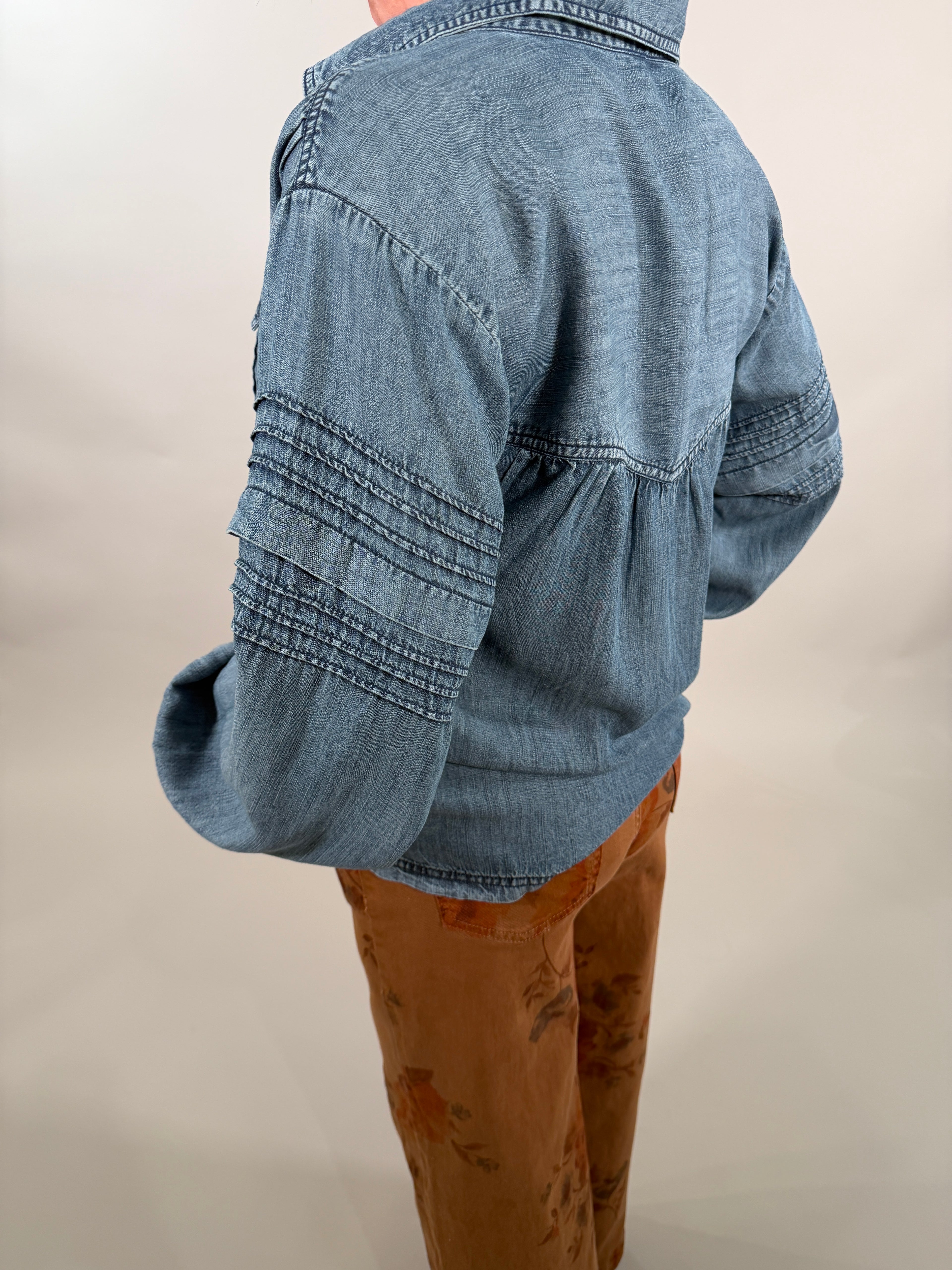 The Indigo Popover Blouse with Pleats