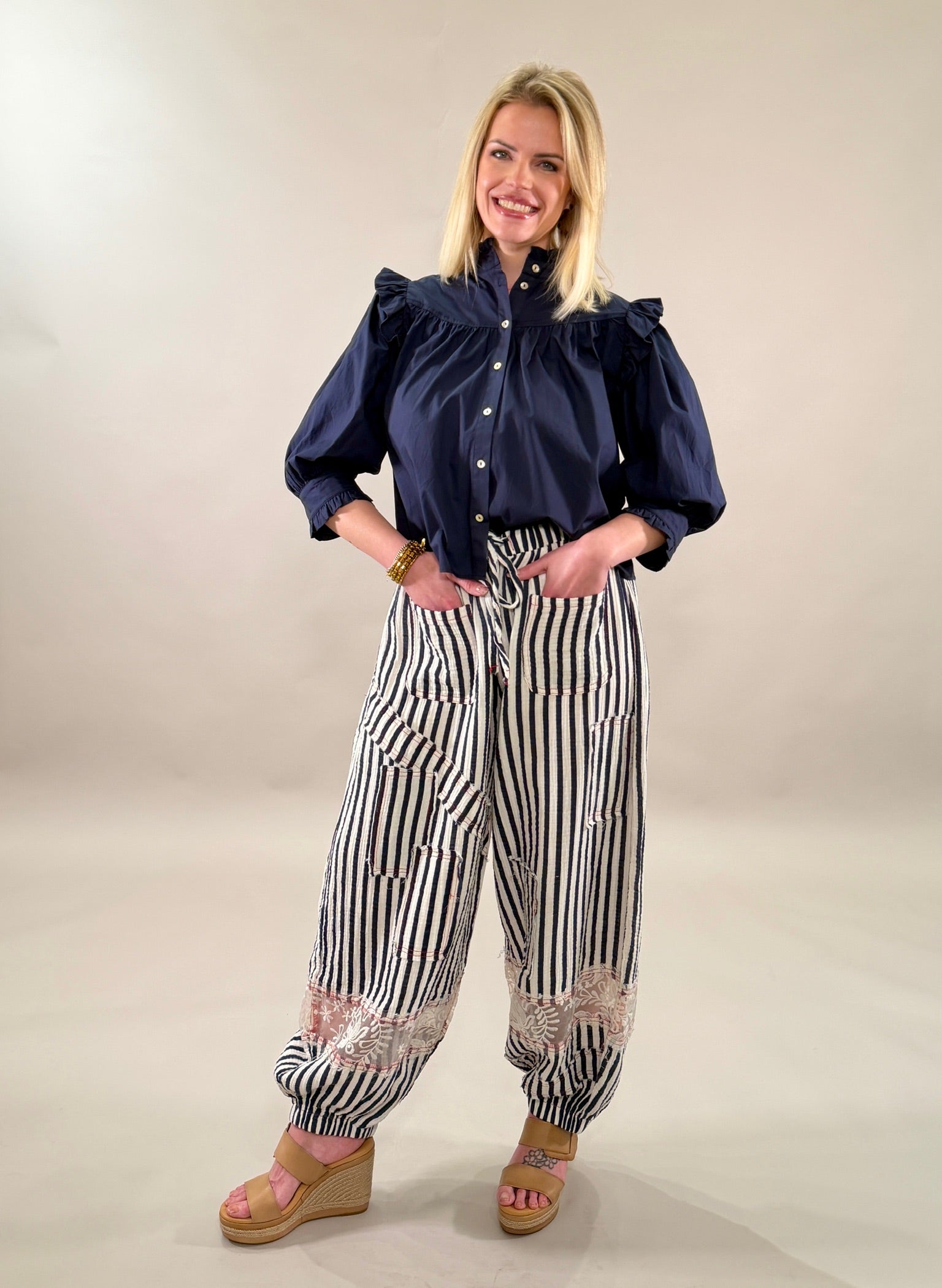 Iridescent Button Poplin Blouse