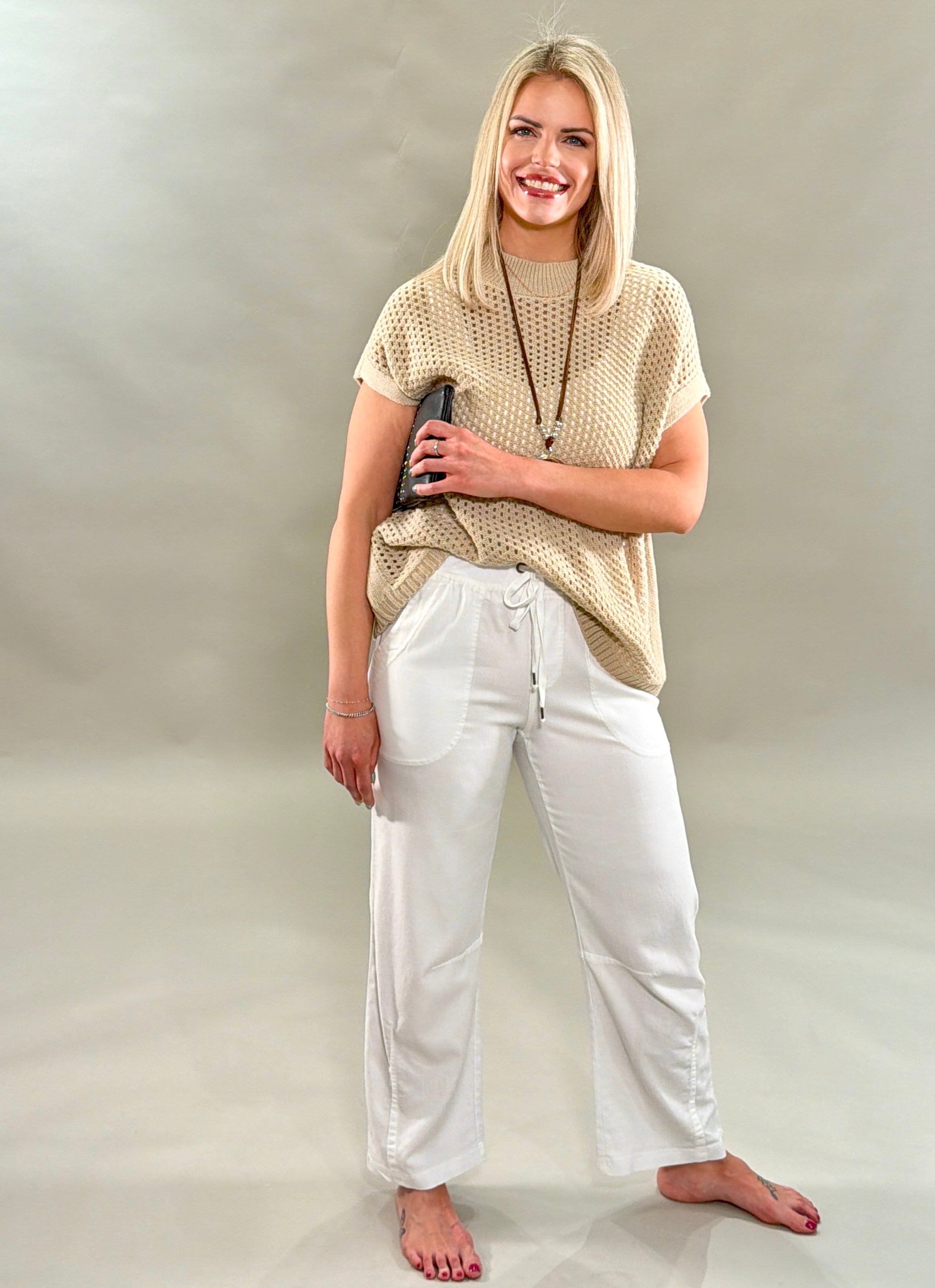 Coastal Pointelle Knit Vest