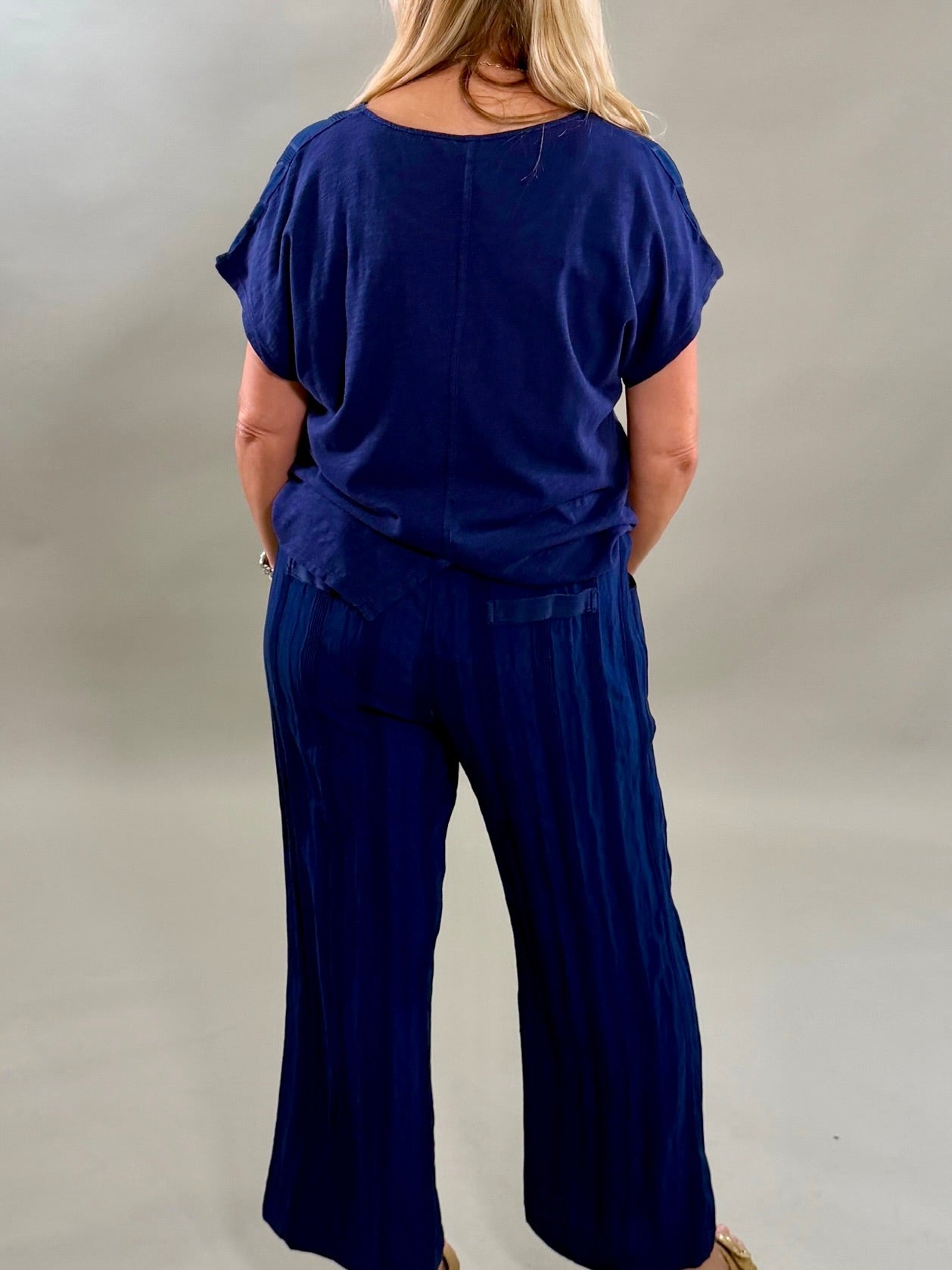 Midnight Ribbed Pull-On Pants