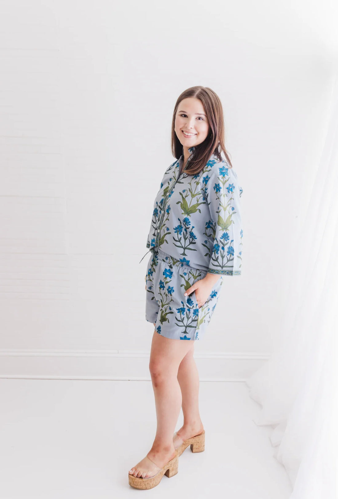 Iris Floral Two Piece Short Pajama Set