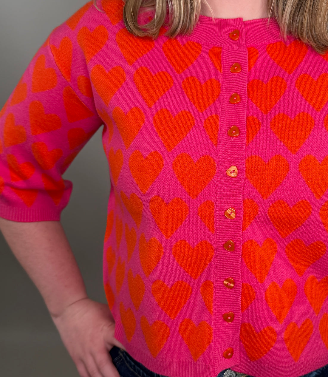 The Bold Heart-Print Cardigan