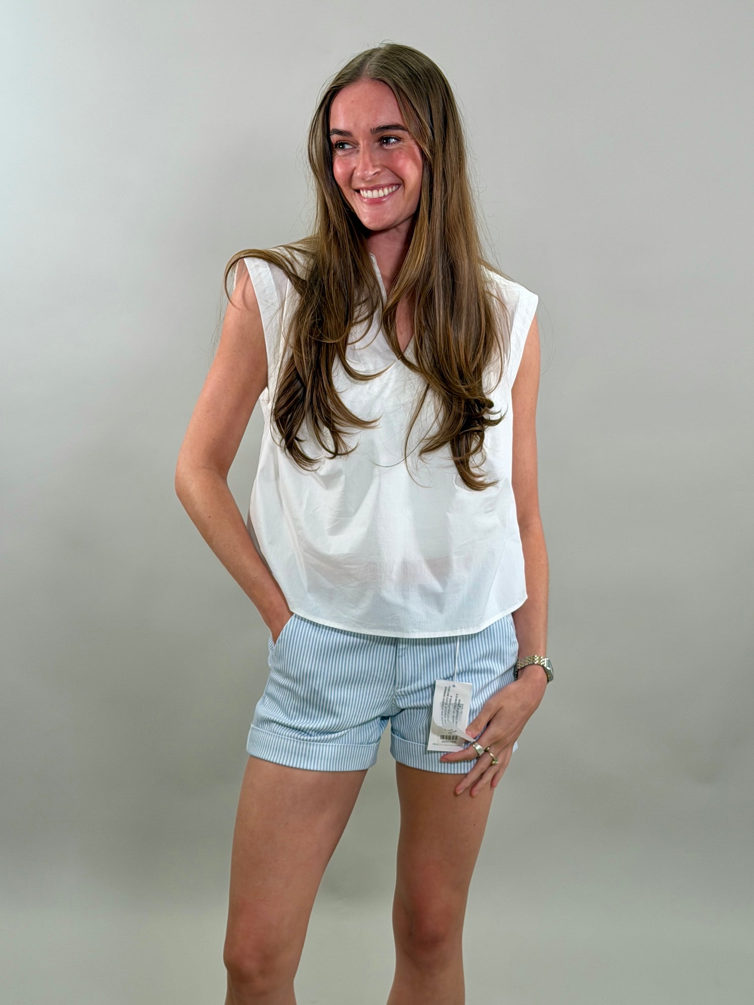 Crisp Cotton Sleeveless Popover