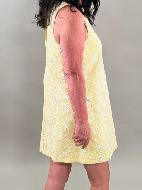 Sunflower Embroidered Mini Dress