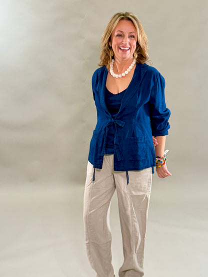 Easy-Fit Linen Blend Utillity Pant