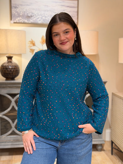 Confetti Dot Funnel Neck Top