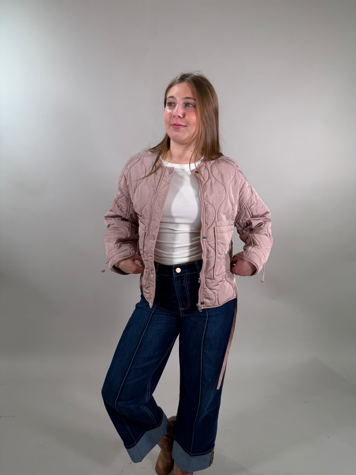 Quilted Jacket with Adjustable Cords