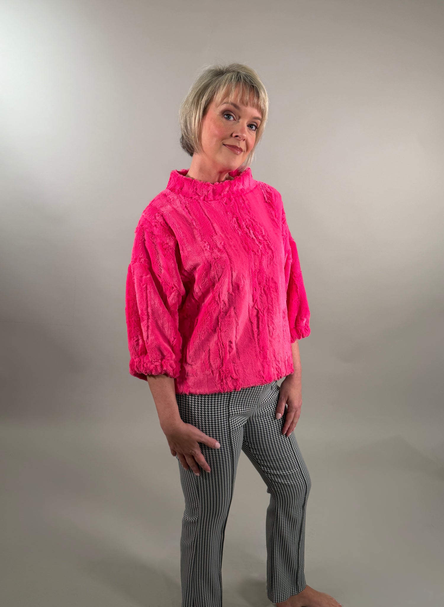 Cozy Mock Neck Faux Fur Popover Sweater