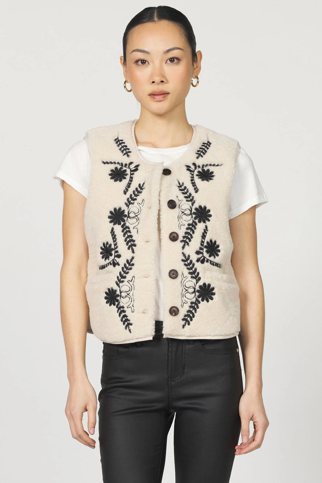 Embroidered Plush Vest | Adelaide