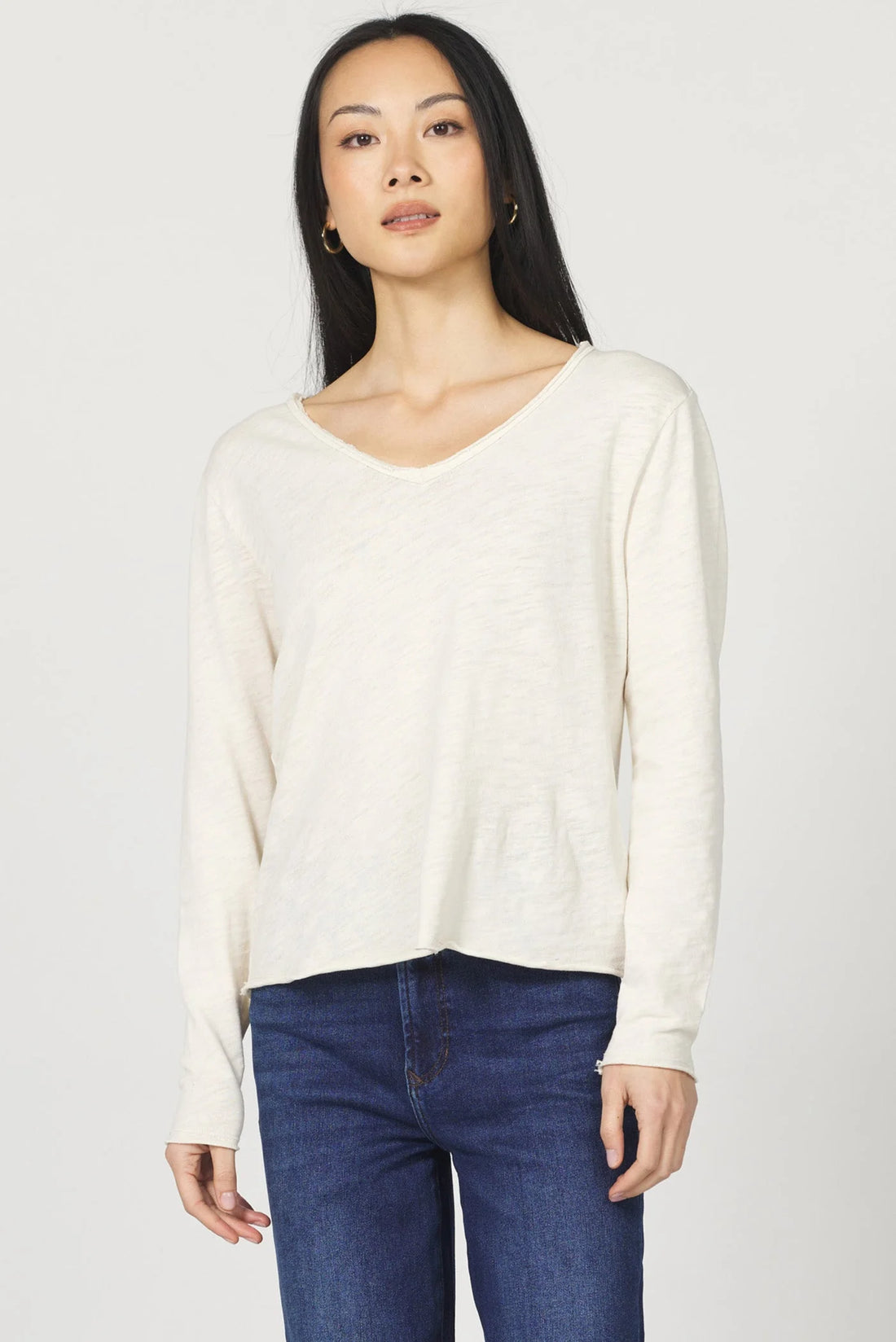 Ivory Ease V-Neck Long Sleeve