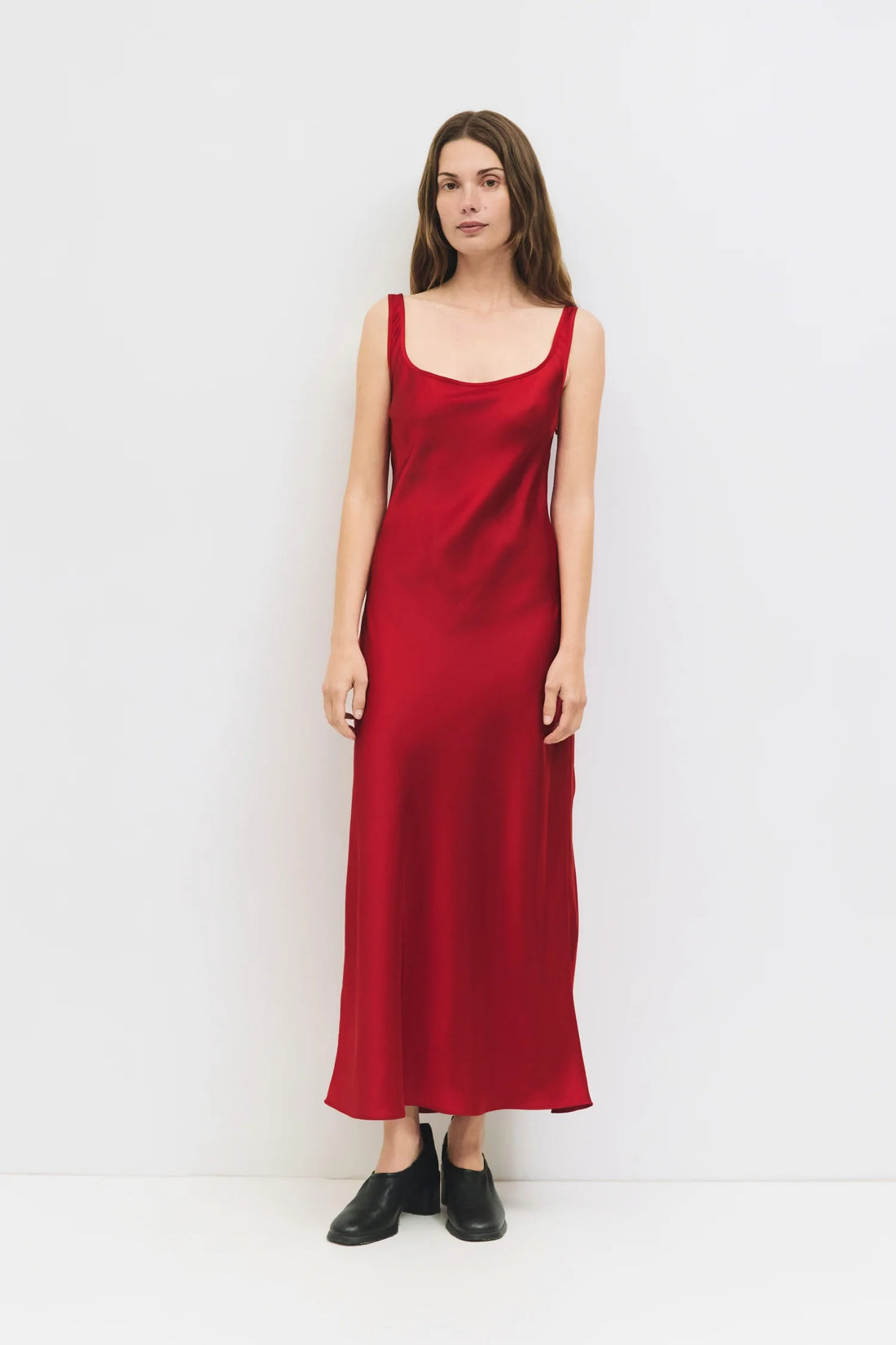 Effortless Crimson Slip Dress