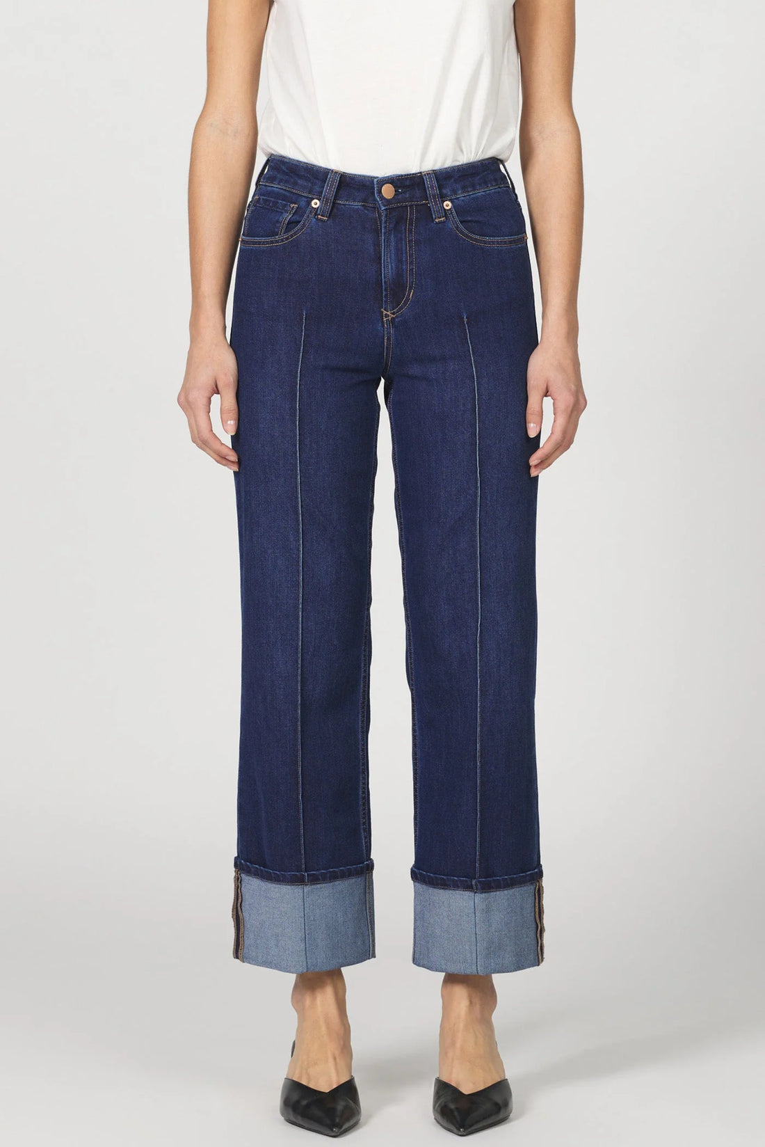 Structured Seam Detail Ankle-Length Jeans | Holly