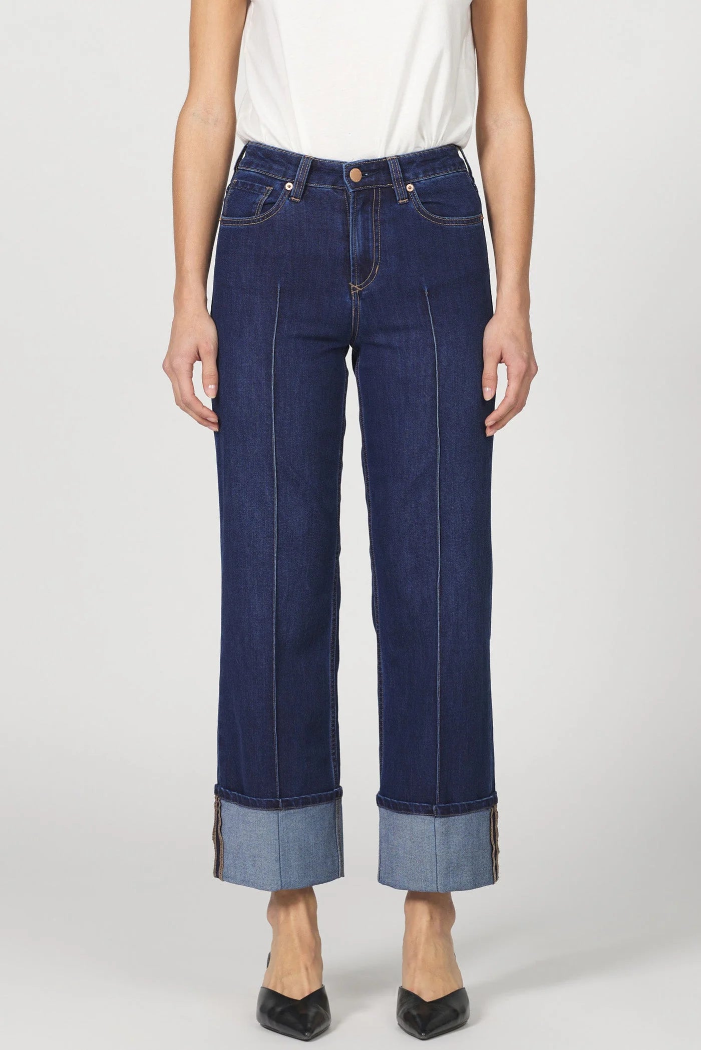 Structured Seam Detail Ankle-Length Jeans | Holly