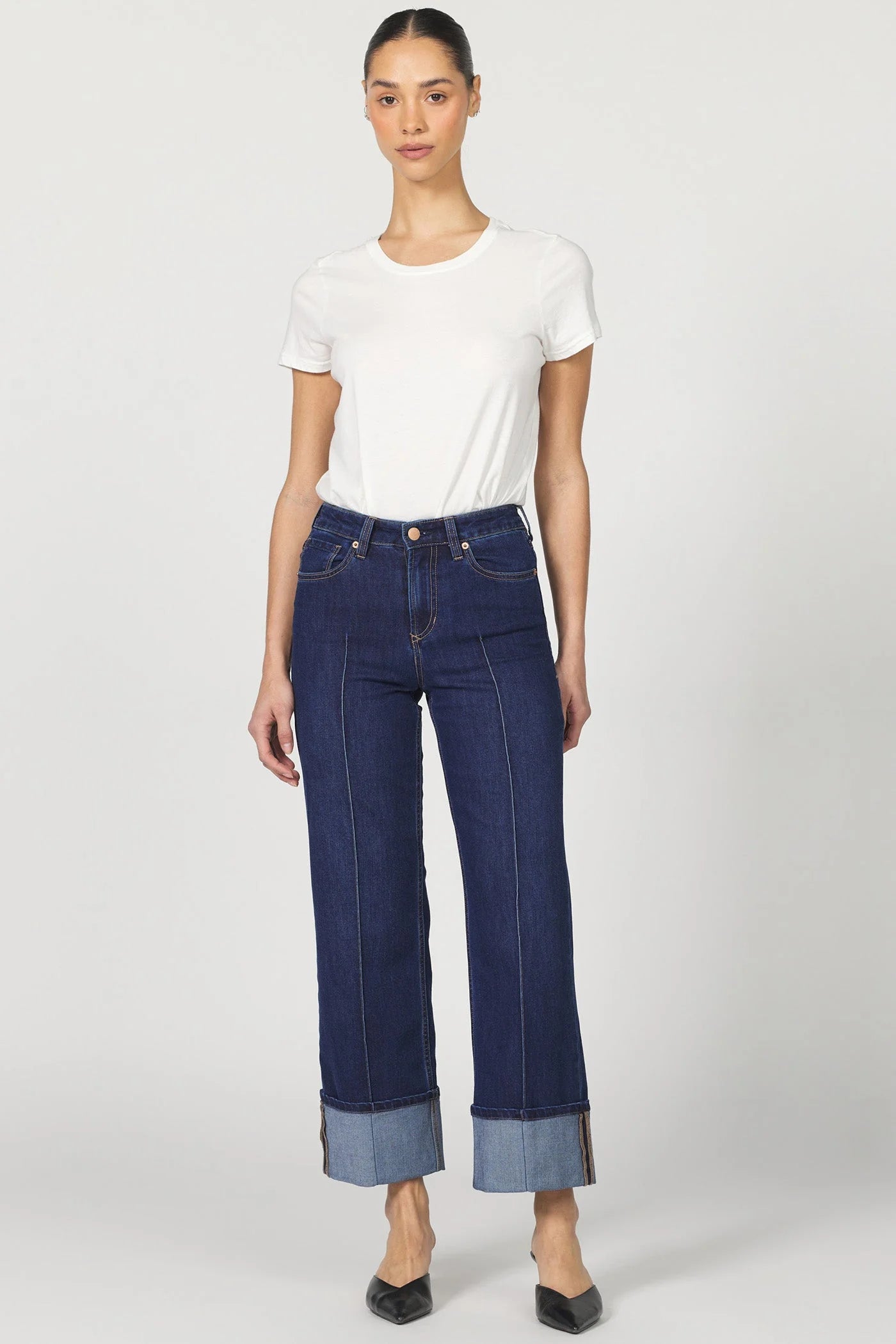 Structured Seam Detail Ankle-Length Jeans | Holly