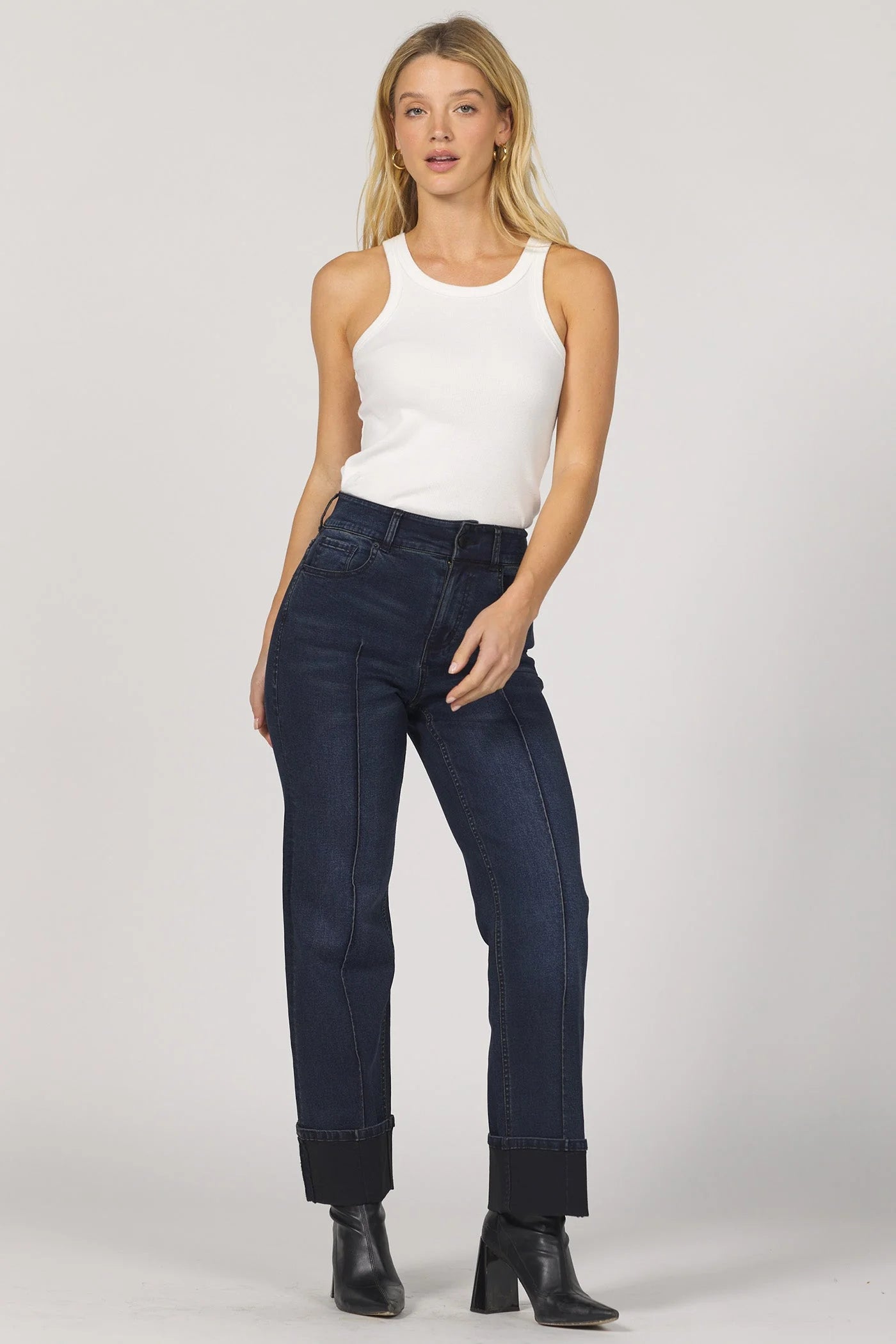 Structured Seam Detail Ankle-Length Jeans | Holly