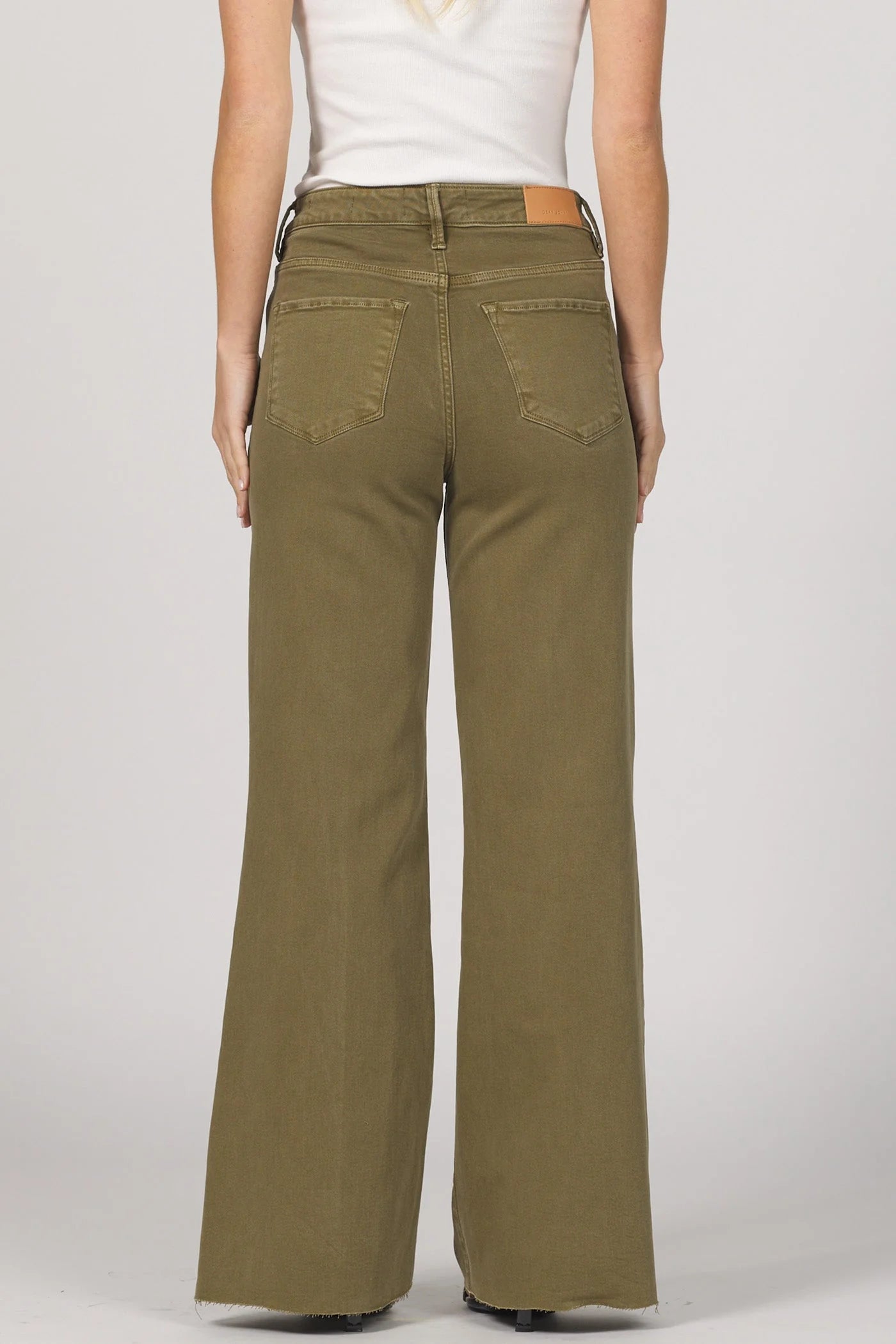 &quot;Fiona&quot; Olive Wide Leg Jean