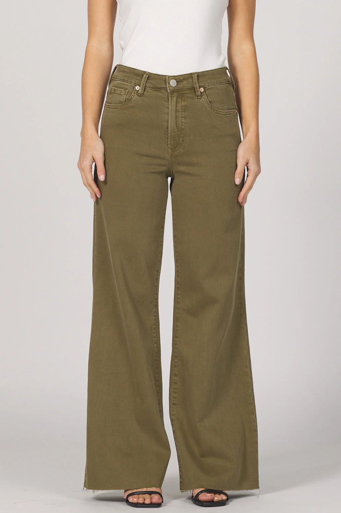 "Fiona" Olive Wide Leg Jean