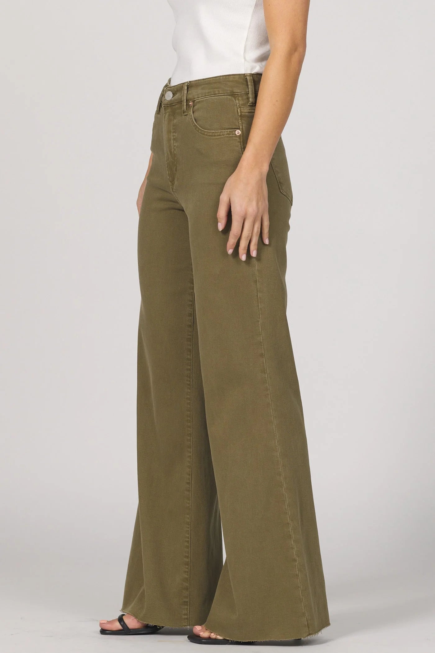 &quot;Fiona&quot; Olive Wide Leg Jean