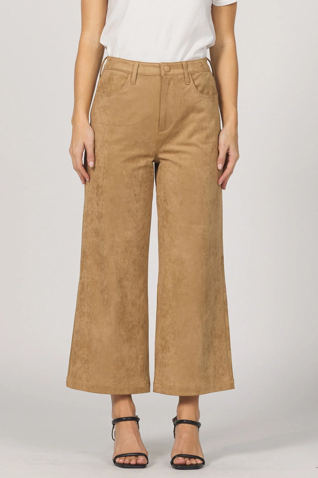 &quot;Audrey&quot; Toffee Suede Cropped Pant