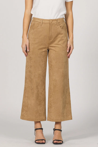 &quot;Audrey&quot; Toffee Suede Cropped Pant