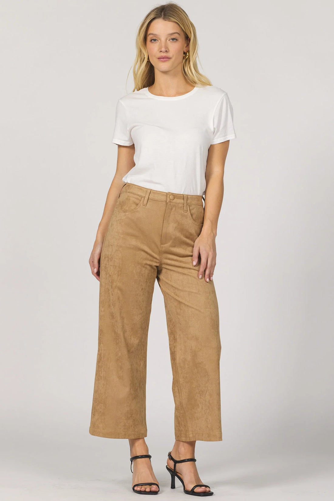 &quot;Audrey&quot; Toffee Suede Cropped Pant