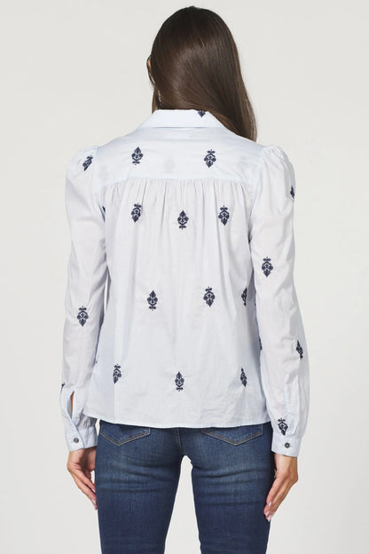 Indigo Vine Embroidered Blouse