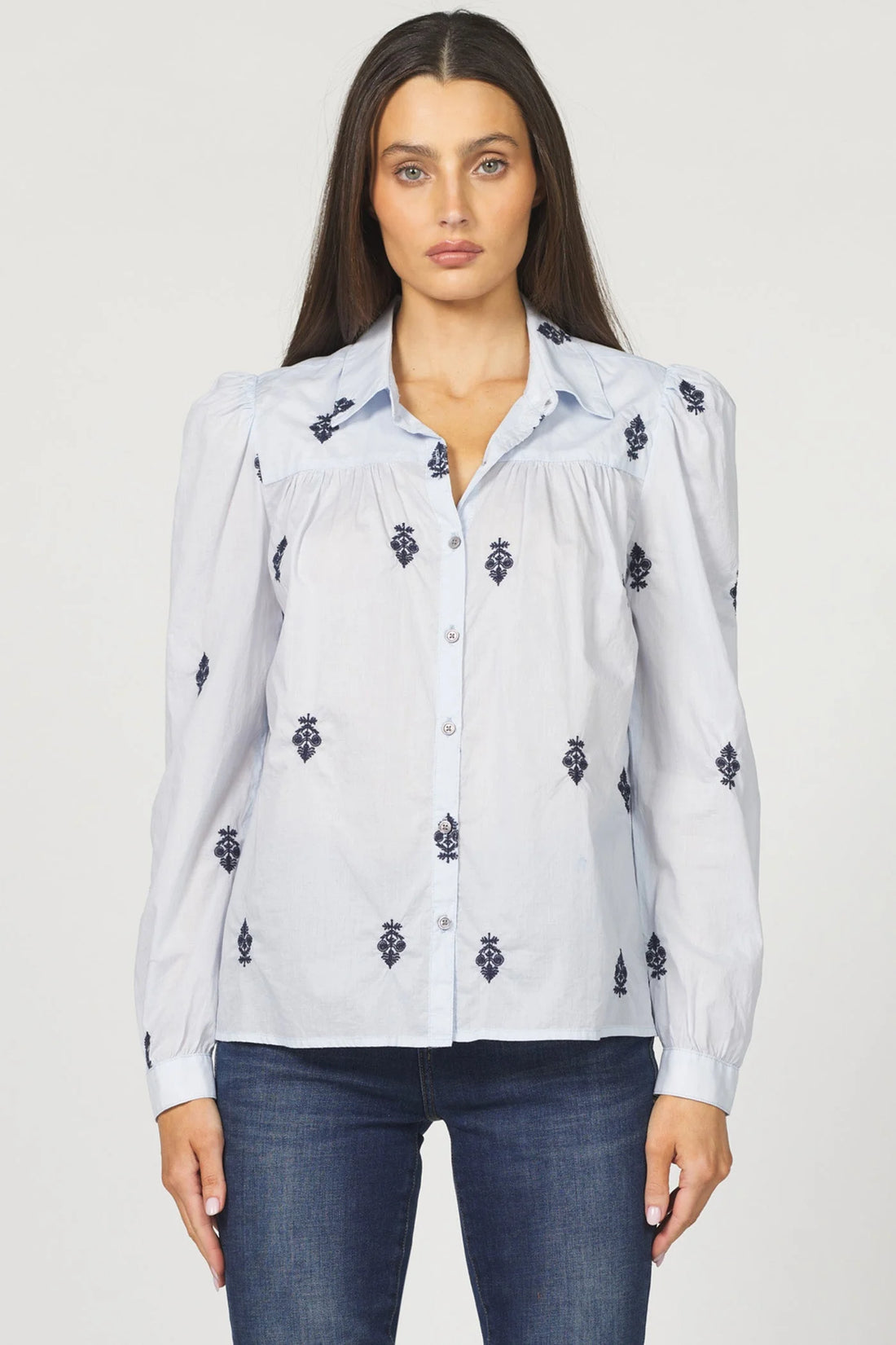 Indigo Vine Embroidered Blouse