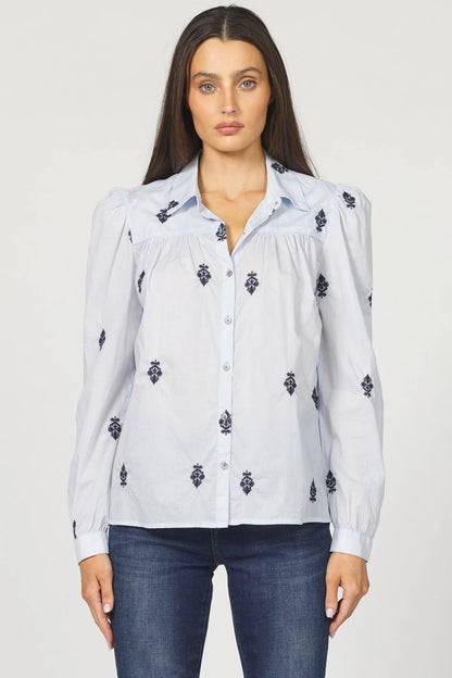 Indigo Vine Embroidered Blouse