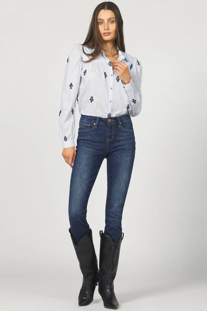 Indigo Vine Embroidered Blouse